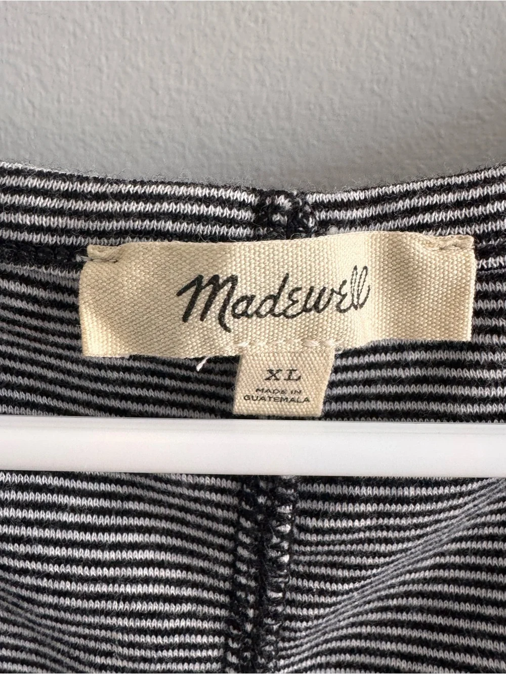 Madewell Supima Cotton Striped Puff Sleeve Top XL Black White